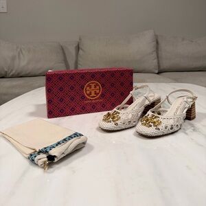 Tory Burch Eleanor Woven Leather Slingback Pump